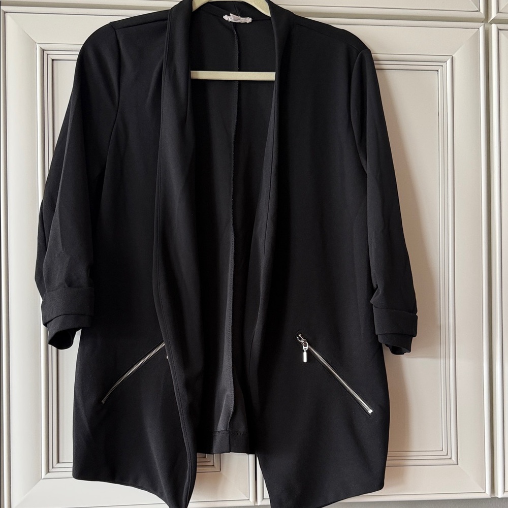 Maurices Black Open-Front Blazer with Zip Pockets